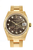Rolex Datejust 31 Black Mother of Pearl Jubilee Dial Fluted Bezel 18K Yellow Gold Ladies Watch 178278