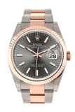 Rolex Datejust 36 Dark Rhodium Dial Fluted Rose Gold Two Tone Watch 126231 NP