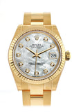 Rolex Datejust 31 White Mother of Pearl Diamond Dial Fluted Bezel 18K Yellow Gold Ladies Watch 178278