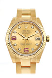 Rolex Datejust 31 Champagne Diamonds Rubies Dial Fluted Bezel 18K Yellow Gold Ladies Watch 178278