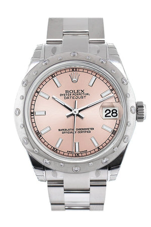 Rolex Datejust 31 Pink Dial Dome Set With Diamonds Bezel Ladies Watch 178344 / None