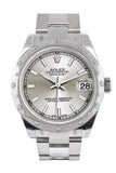 Rolex Datejust 31 Silver Dial Dome set with Diamonds Bezel Ladies Watch 178344