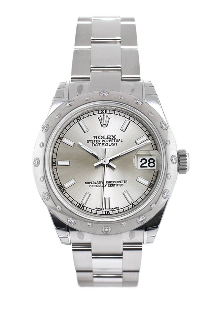 Rolex Datejust 31 Silver Dial Dome Set With Diamonds Bezel Ladies Watch 178344