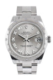 Rolex Datejust 31 Silver Roman Dial Dome Set With Diamonds Bezel Ladies Watch 178344 / None