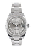 Rolex Datejust 31 Silver Roman Dial Dome Set With Diamonds Bezel Ladies Watch 178344