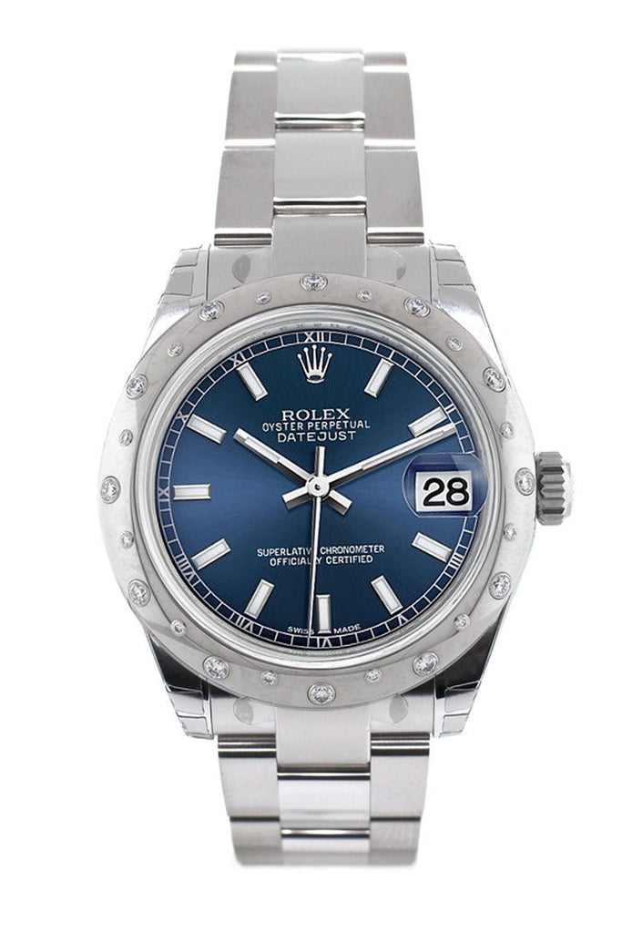 Rolex Datejust 31 Blue Dial Dome Set With Diamonds Bezel Ladies Watch 178344
