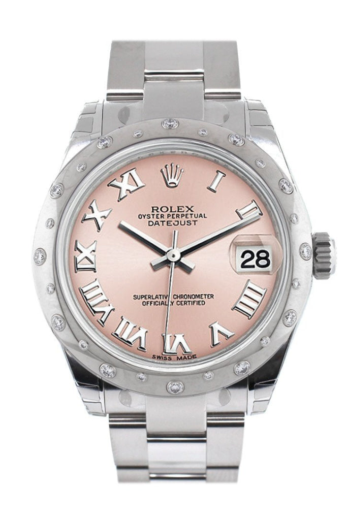 Rolex Datejust 31 Pink Roman Dial Dome Set With Diamonds Bezel Ladies Watch 178344 / None