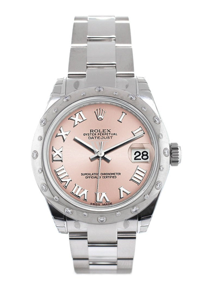 Rolex Datejust 31 Pink Roman Dial Dome Set With Diamonds Bezel Ladies Watch 178344