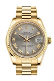 Rolex Datejust 31 Steel Roman Dial Fluted Bezel 18K Yellow Gold President Ladies Watch 178278 / None