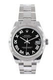 Rolex Datejust 31 Black Roman Dial Dome Set With Diamonds Bezel Ladies Watch 178344