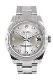 Rolex Datejust 31 Silver Diamond Dial Dome Set With Diamonds Bezel Ladies Watch 178344 / None