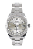 Rolex Datejust 31 Silver Diamond Dial Dome Set With Diamonds Bezel Ladies Watch 178344
