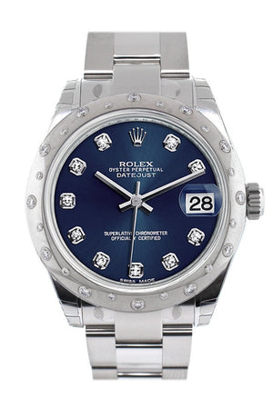 Rolex Datejust 31 Blue Diamond Dial Dome Set With Diamonds Bezel Ladies Watch 178344 / None
