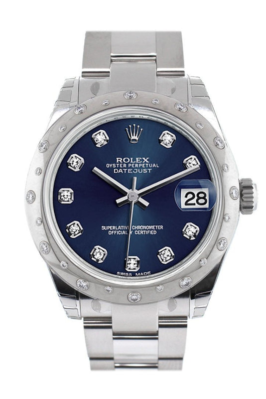 Rolex datejust blue dial diamond clearance bezel
