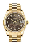 Rolex Datejust 31 Black Mother of Pearl Jubilee Diamond Dial Fluted Bezel 18K Yellow Gold President Ladies Watch 178278