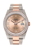 Rolex Datejust 36 Rose Set with Diamonds Dial Diamond Bezel Rose Gold Two Tone Watch 126281RBR 126281 NP