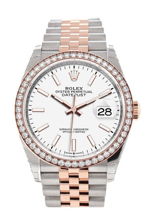 Rolex Datejust 36 Dark Rhodium Dial Diamond Bezel Rose Gold Two Tone Jubilee Watch 126281Rbr