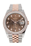 Rolex Datejust 36 Chocolate Jubilee Design Set With Diamonds Dial Diamond Bezel Rose Gold Two Tone