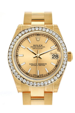Rolex Datejust 31 Champagne Dial Diamond Bezel 18K Yellow Gold Ladies Watch 178288 / None