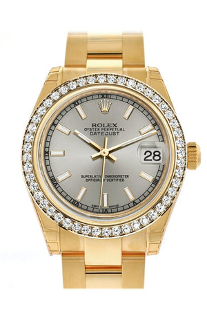 Rolex Datejust 31 Silver Dial Diamond Bezel 18K Yellow Gold Ladies Watch 178288 / None