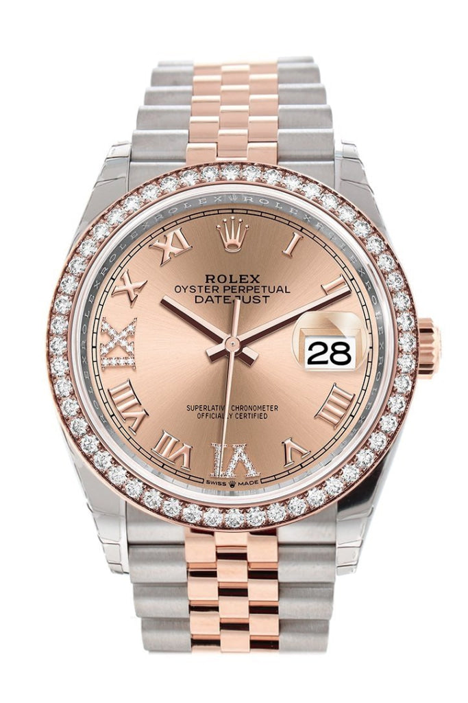 Rolex Datejust 36 Rose Diamonds Dial Diamond Bezel Rose Gold Two