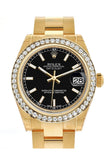 Rolex Datejust 31 Black Dial  Diamond Bezel 18K Yellow Gold Ladies Watch 178288
