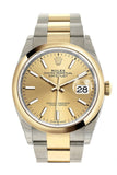 Rolex Datejust 36 Champagne-colour Dial Dome Bezel Oyster Yellow Gold Two Tone Watch 126203 NP