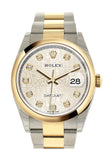 Rolex Datejust 36 Silver Jubilee design set with diamonds Dial Dome Bezel Oyster Yellow Gold Two Tone Watch 126203 NP