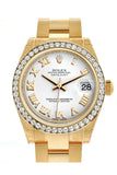 Rolex Datejust 31 White Roman Dial Diamond Bezel 18K Yellow Gold Ladies Watch 178288 / None