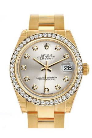 Rolex Datejust 31 Silver Diamond Dial Bezel 18K Yellow Gold Ladies Watch 178288 / None