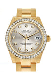 Rolex Datejust 31 Silver Diamond Dial Diamond Bezel 18K Yellow Gold Ladies Watch 178288