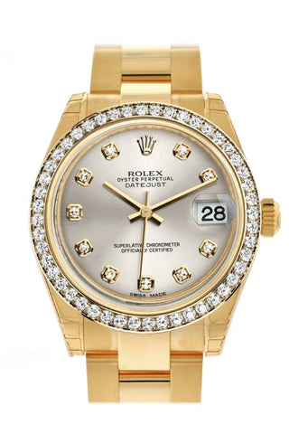 Rolex Datejust 31 Silver Diamond Dial Bezel 18K Yellow Gold Ladies Watch 178288 / None