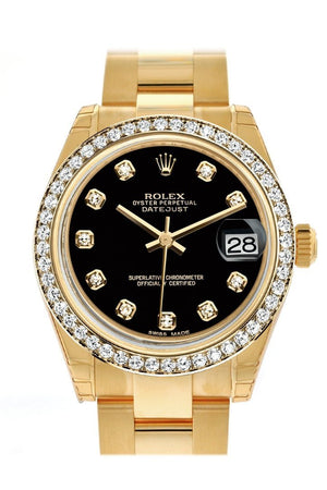 Rolex Datejust 31 Black Diamond Dial Bezel 18K Yellow Gold Ladies Watch 178288 / None