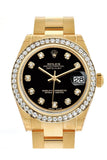 Rolex Datejust 31 Black Diamond Dial Diamond Bezel 18K Yellow Gold Ladies Watch 178288