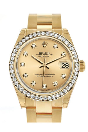Rolex Datejust 31 Champagne Diamond Dial Bezel 18K Yellow Gold Ladies Watch 178288 / None