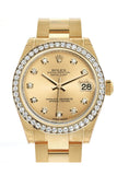Rolex Datejust 31 Champagne Diamond Dial Diamond Bezel 18K Yellow Gold Ladies Watch 178288