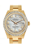 Rolex Datejust 31 White Mother Of Pearl Roman Dial Diamond Bezel 18K Yellow Gold Ladies Watch 178288