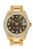 Rolex Datejust 31 Black Mother of Pearl Diamond Dial Diamond Bezel 18K Yellow Gold Ladies Watch 178288