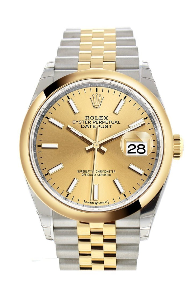 Rolex datejust sale 36 gold