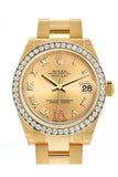 Rolex Datejust 31 Champagne Large VI Rubies Dial Diamond Bezel 18K Yellow Gold Ladies Watch 178288