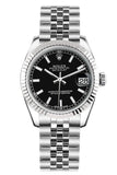 Rolex Datejust 31 Black Concentric Arab Dial White Gold Fluted Bezel Jubilee Ladies Watch 178274