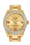 Rolex Datejust 31 Champagne Diamonds Rubies Dial Diamond Bezel 18K Yellow Gold Ladies Watch 178288 /