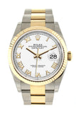 Rolex Datejust 36 Champagne Dial Fluted Bezel Oyster Yellow Gold Two Tone Watch 126233