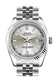 Rolex Datejust 31 Silver Dial White Gold Fluted Bezel Jubilee Ladies Watch 178274 / None