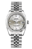 Rolex Datejust 31 Silver Dial White Gold Fluted Bezel Jubilee Ladies Watch 178274