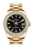 Rolex Datejust 31 Black Dial Diamond Bezel 18K Yellow Gold President Ladies Watch 178288 / None