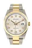 Rolex Datejust 36 Silver Jubilee design set with diamonds Dial Fluted Bezel Oyster Yellow Gold Two Tone Watch 126233 NP