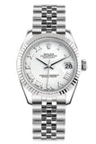 Rolex Datejust 31 White Roman Dial Gold Fluted Bezel Jubilee Ladies Watch 178274