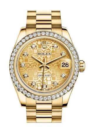 Rolex Datejust 31 Champagne Jubilee Diamond Dial Bezel 18K Yellow Gold President Ladies Watch 178288