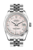 Rolex Datejust 31 Pink Mother of Pearl Roman Dial White Gold Fluted Bezel Jubilee Ladies Watch 178274